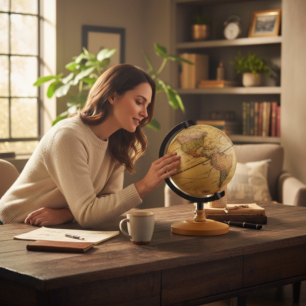 Globe Terrestre Doré Vintage