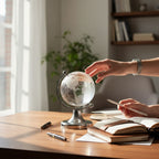 Globe Terrestre En Cristal Argenté