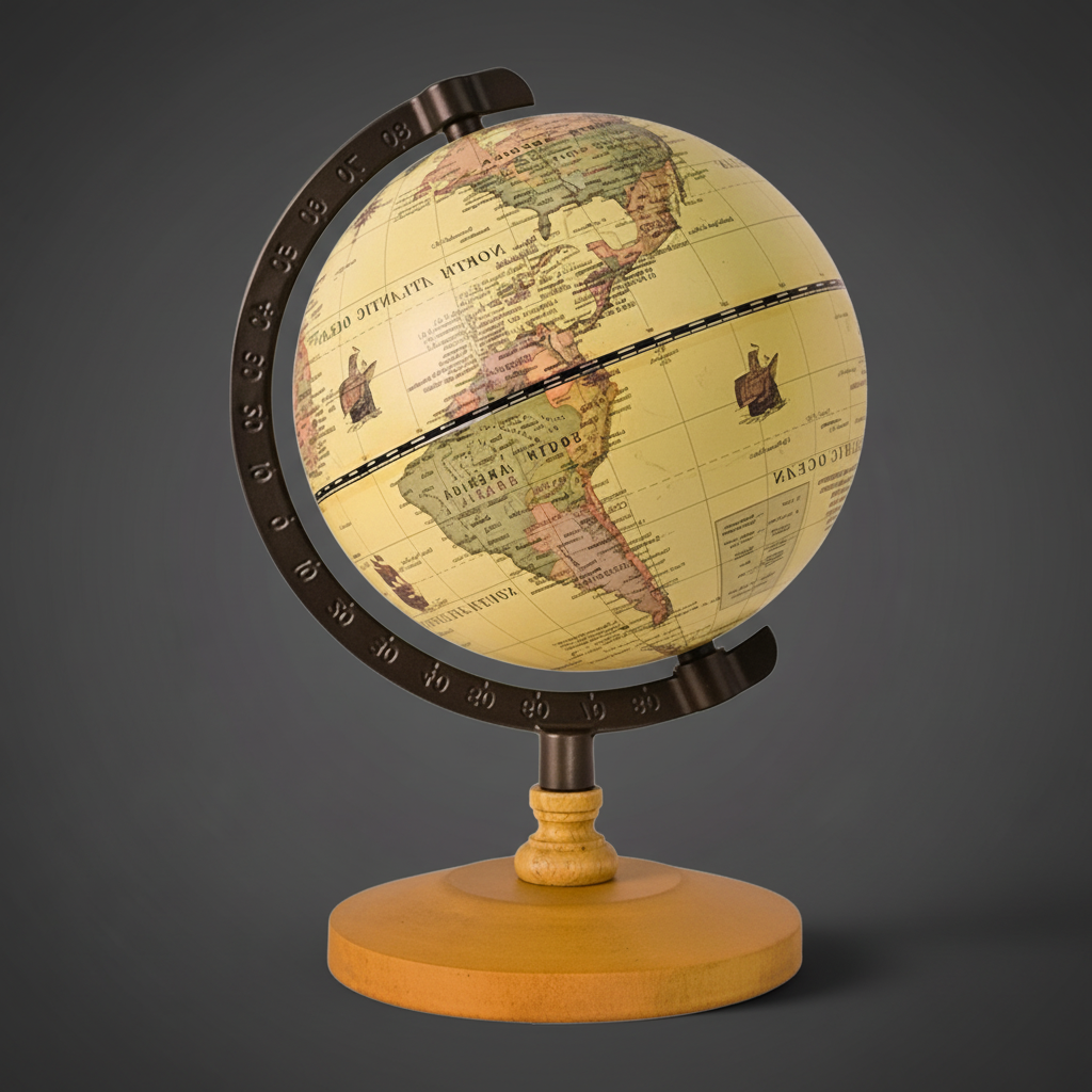 Globe Terrestre Doré Vintage