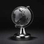 Globe Terrestre En Cristal Argenté