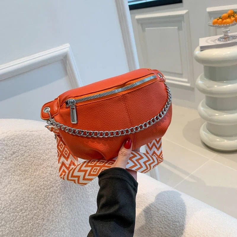 Sac Banane Orange Cuir