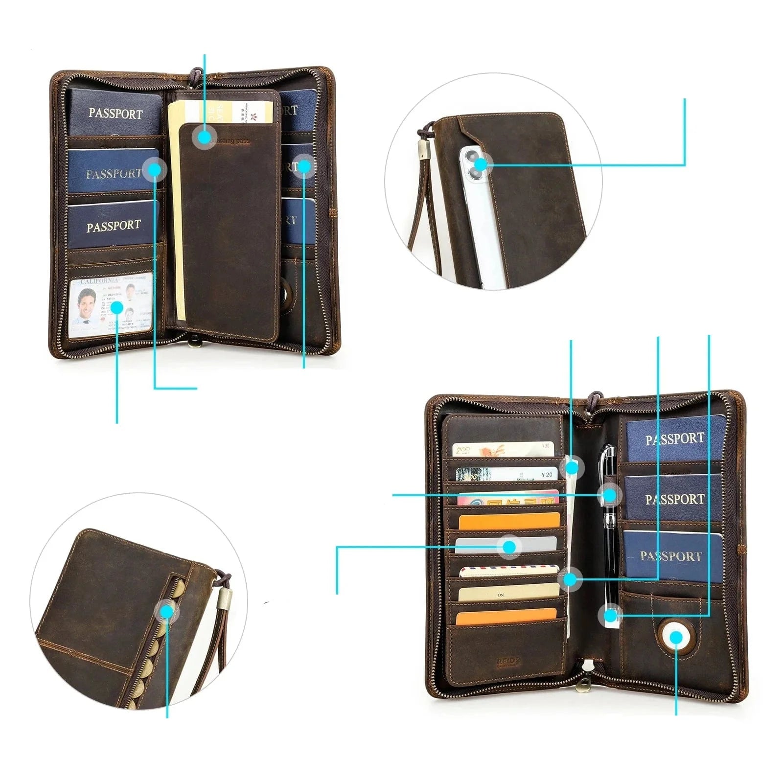 Portefeuille Homme Zippé