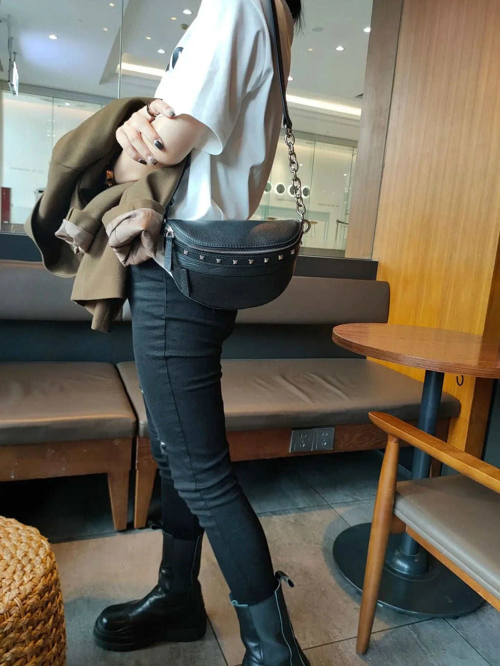 Sac Banane Cuir Noir Femme