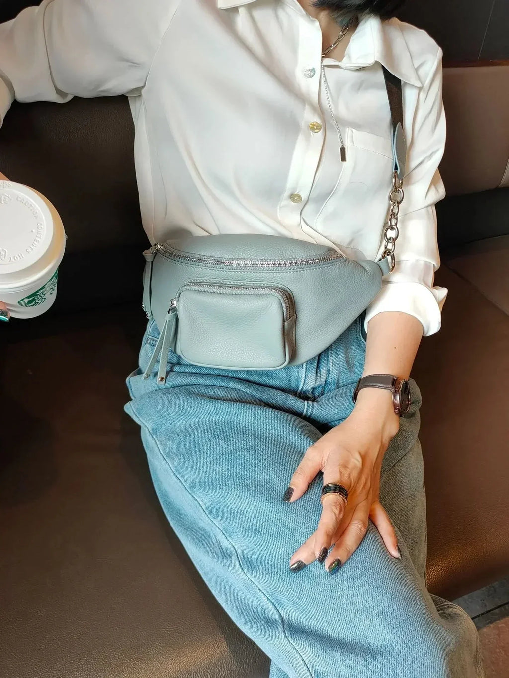 Sac Banane Femme Chic en Cuir