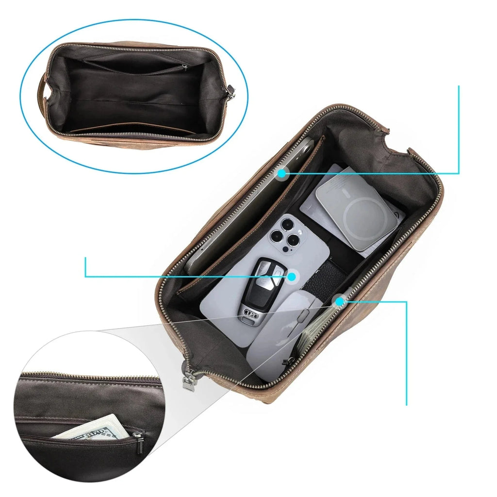 Trousse de Toilette Cuir pour Homme