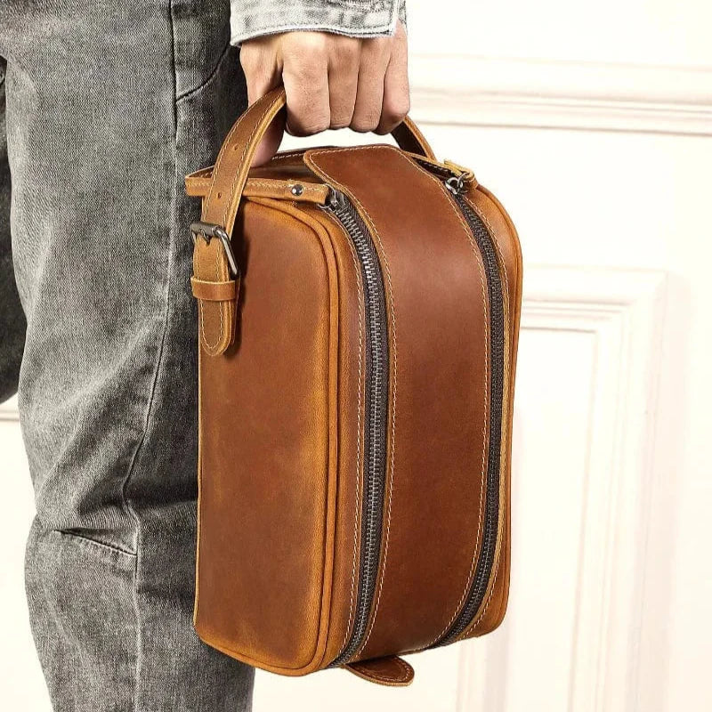 Trousse de Toilette en Cuir Homme