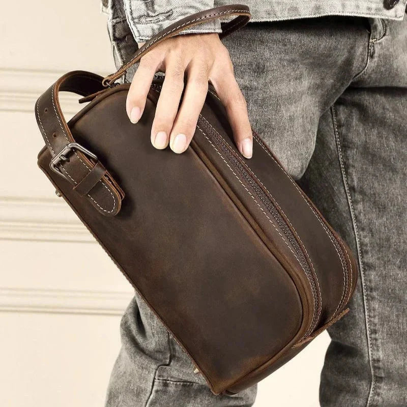 Trousse de Toilette en Cuir Homme