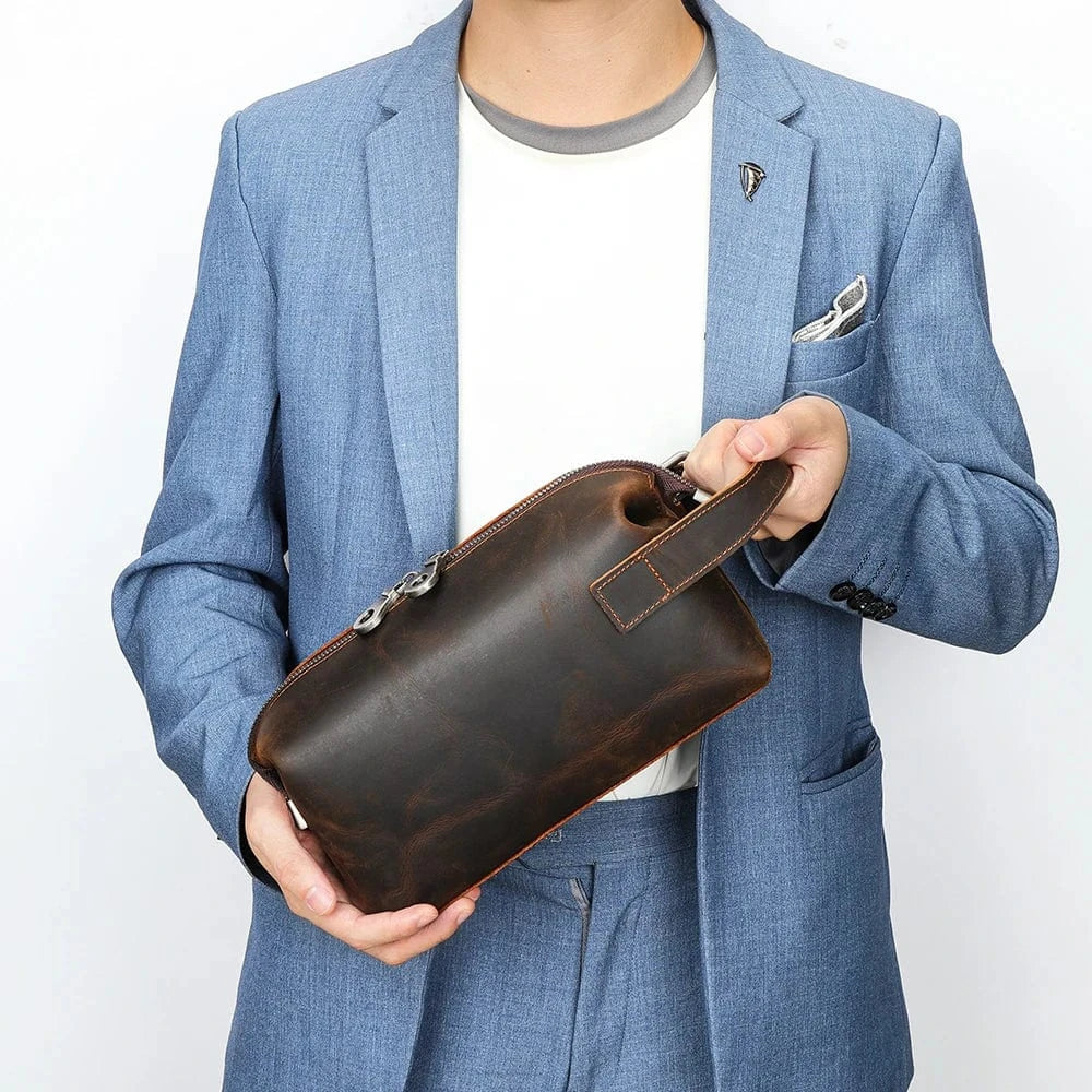 Trousse de Toilette en Cuir pour Homme