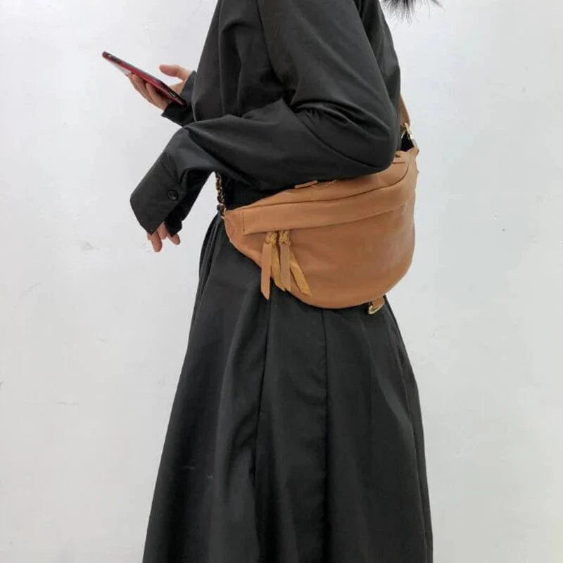 Sac Banane Cuir Marron Femme